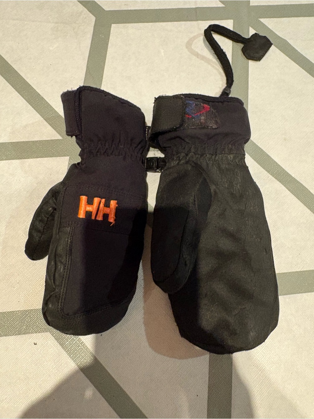 3/15$ Helly Hansen Black Mittens with Orange HH Accent